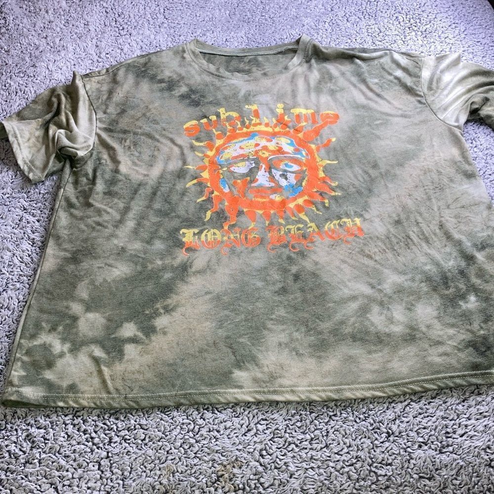 SUBLIME LONG BEACH L Green Unisex Vacation Graphic Tee
